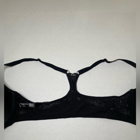 Montelle Racerback T-Shirt Bra 34D Front Closure Lace Detail Molded Cups Black - Picture 12 of 14